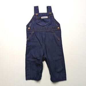 Vintage Healthtex Overalls Baby Size 6m Dark Wash Lightweight Denim